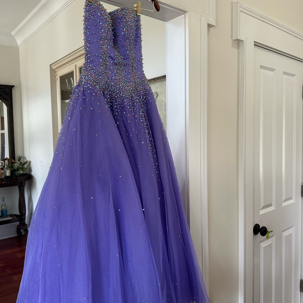 Elegant Purple Beaded Gown